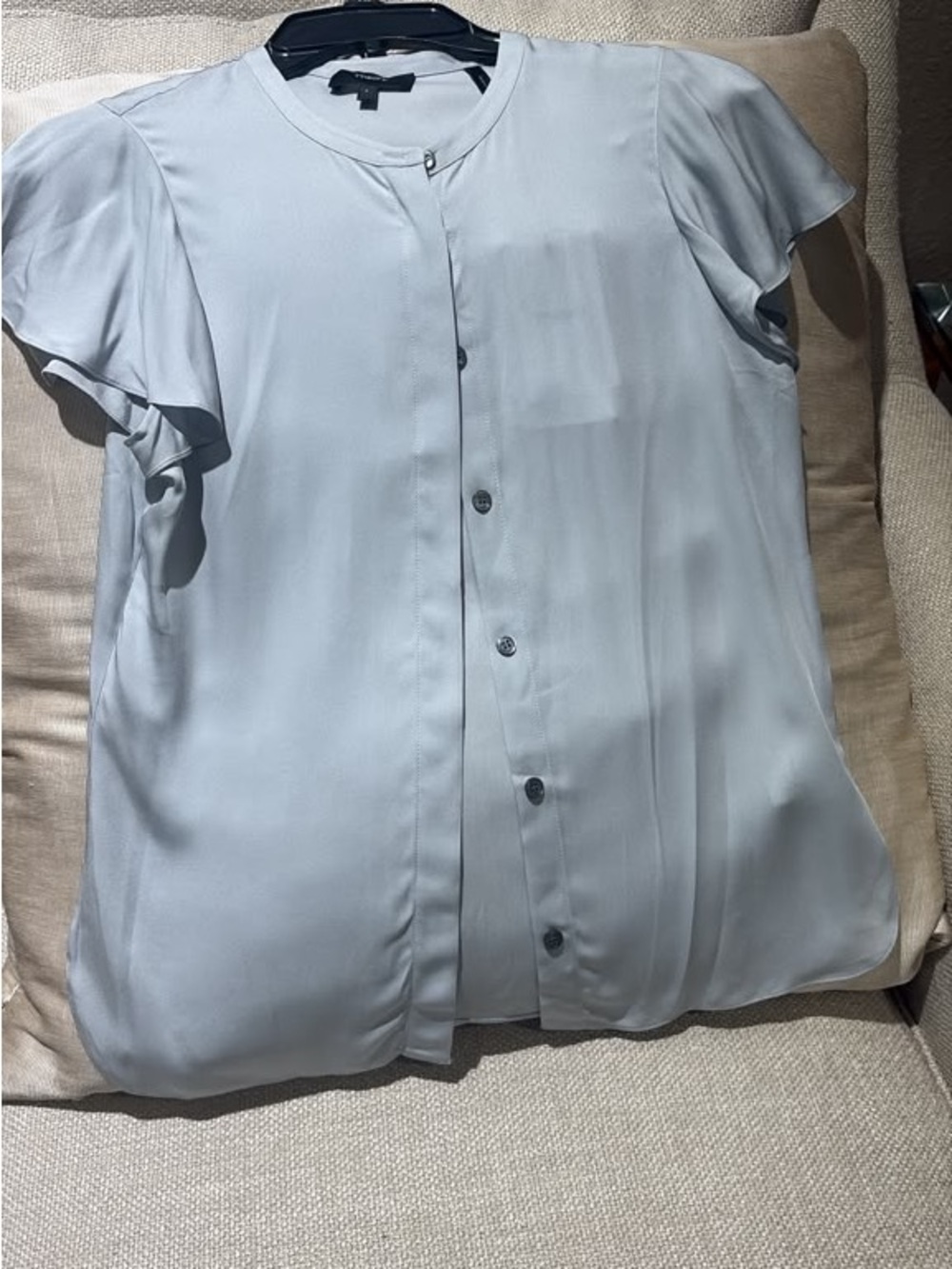 Light Blue Short-Sleeve Button Front Shirt